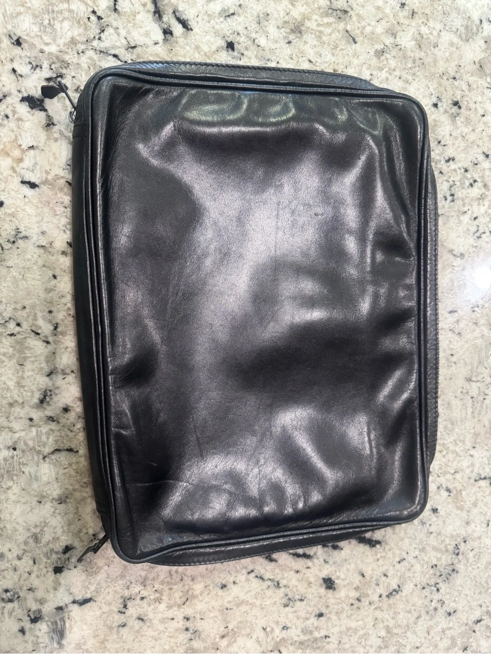 Loewe Black Leather Clutch Pouch Organizer with Gold-Tone Charm